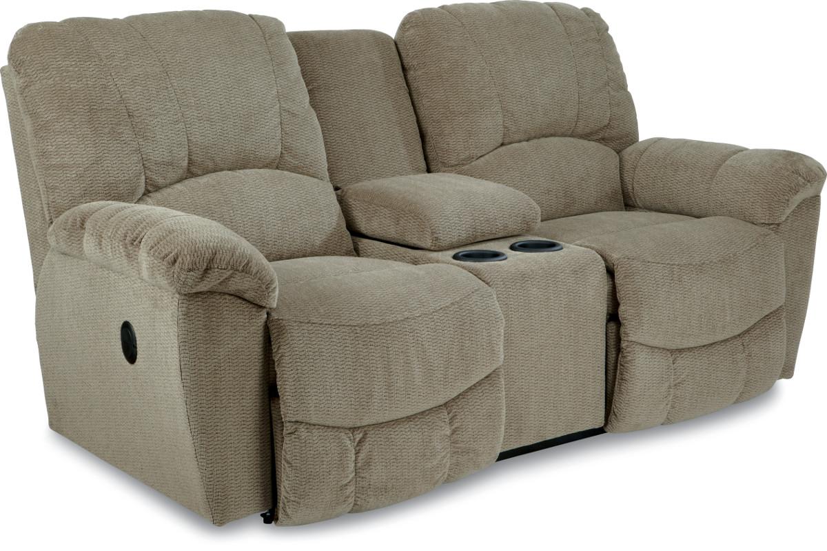 Power reclining loveseat with console and usb port top
